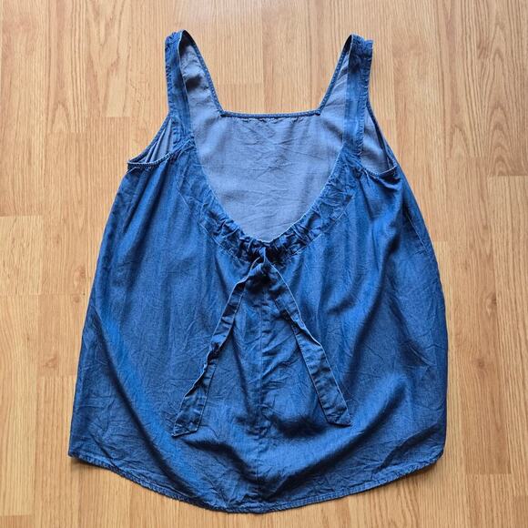 LOFT Outlet Womens Chambray Tie-Back Top S(P) Cottage Prairie Western Bohemian - Picture 5 of 9